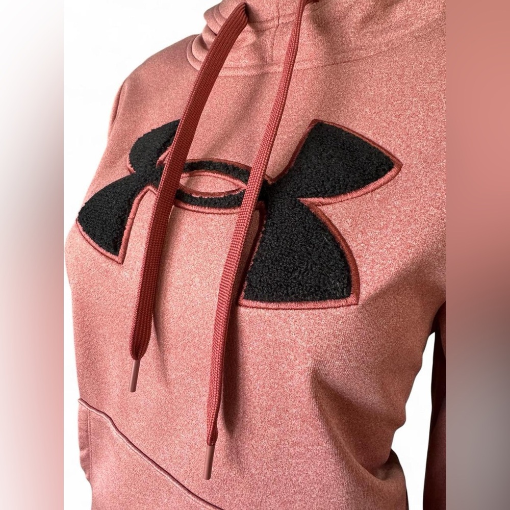 Under Armour Women's Rose Pink Pullover Hoodie with Black Logo - Picture 3 of 8